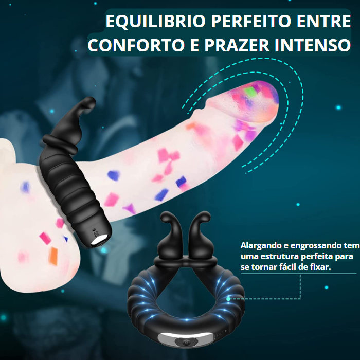 Anel Peniano com Vibrador de clitóris para casais - 10 Modos