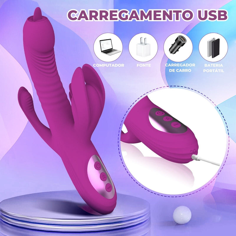 Dominatrix - Vibrador tripla estimulação com aquecimento