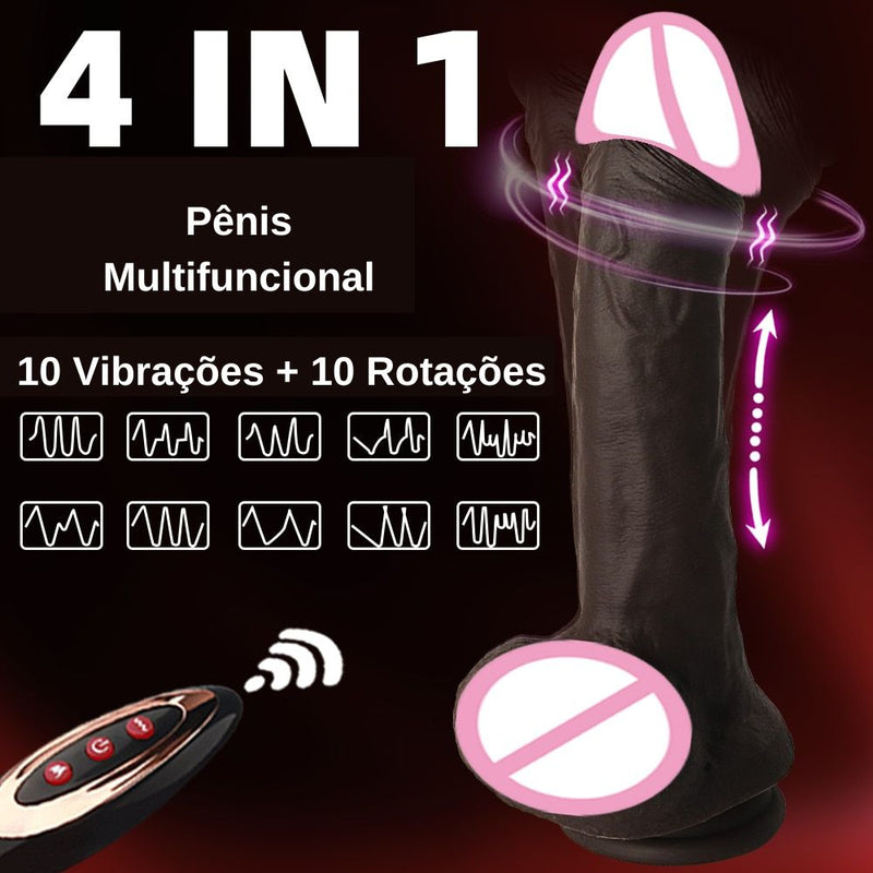 Pênis Realista Shadoy 4 em 1 vibrador com aquecimento