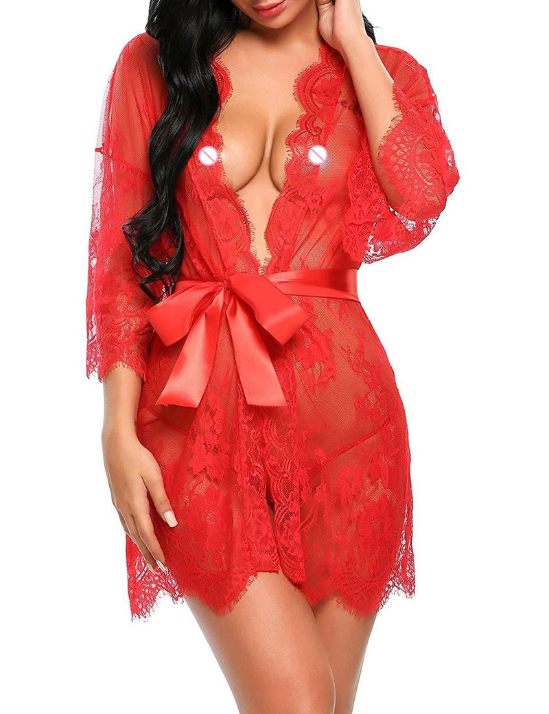 Lingerie Feminina Sexy Com Babados De Renda Transparente