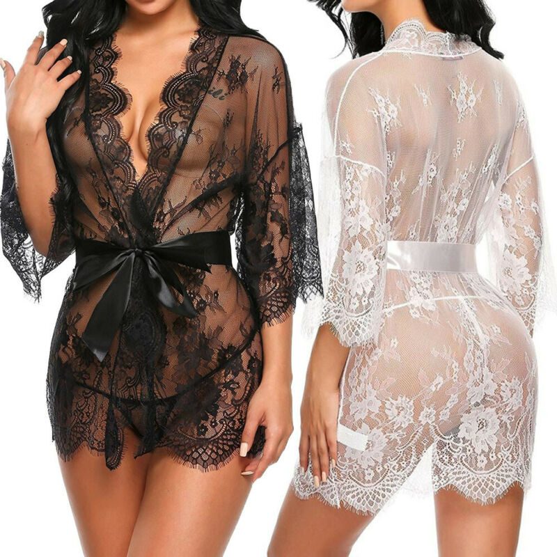 Lingerie Feminina Sexy Com Babados De Renda Transparente