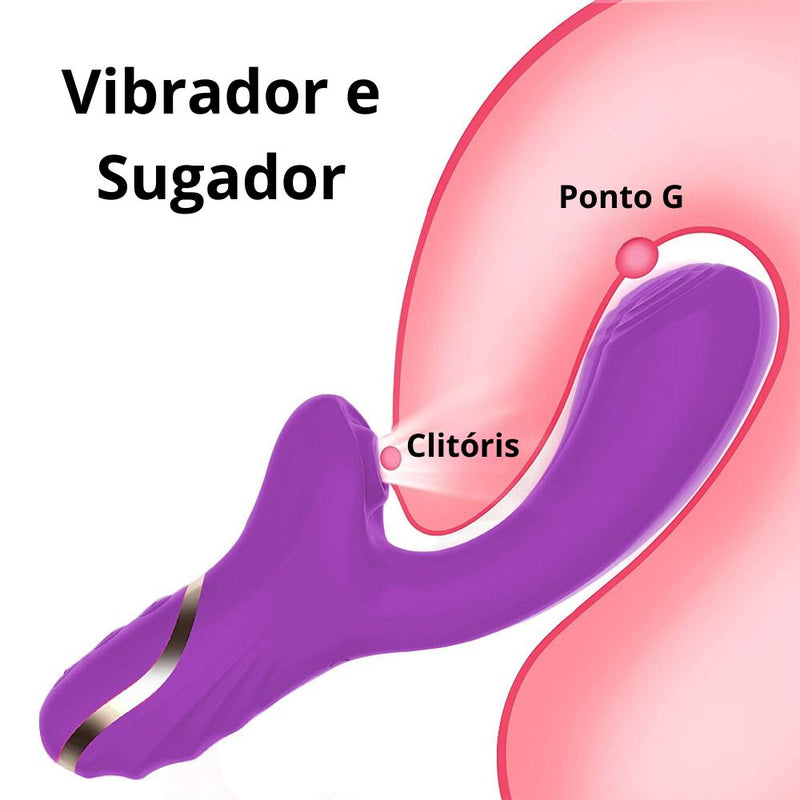 Vibrador Ponto G sugador de Clitóris 10 modos